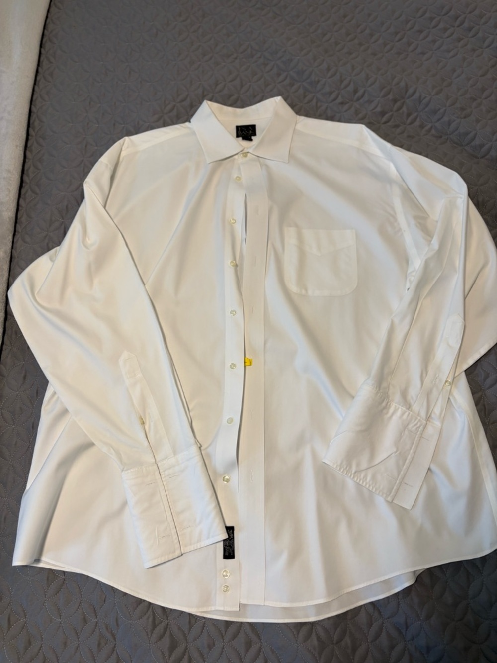 Jos. A. Bank Men's White Dress Shirt French Cuff 17.5-35 Traveler’s Collection